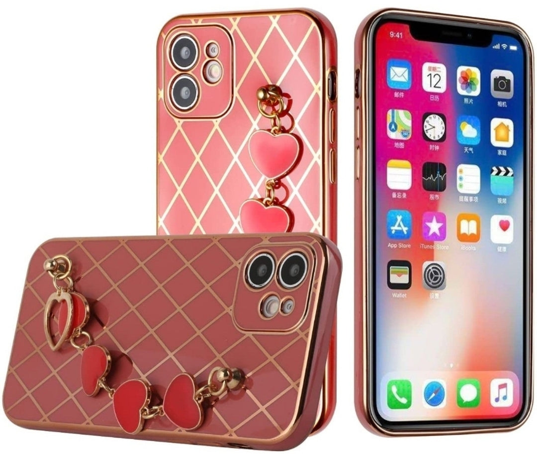 iPhone 13 Pro Max Heart Chain Red