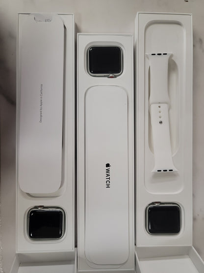 Apple Watch Series 3 (Cellular+GPS, 42MM) Silver Aluminum Case with White Sport Band (Renewed)