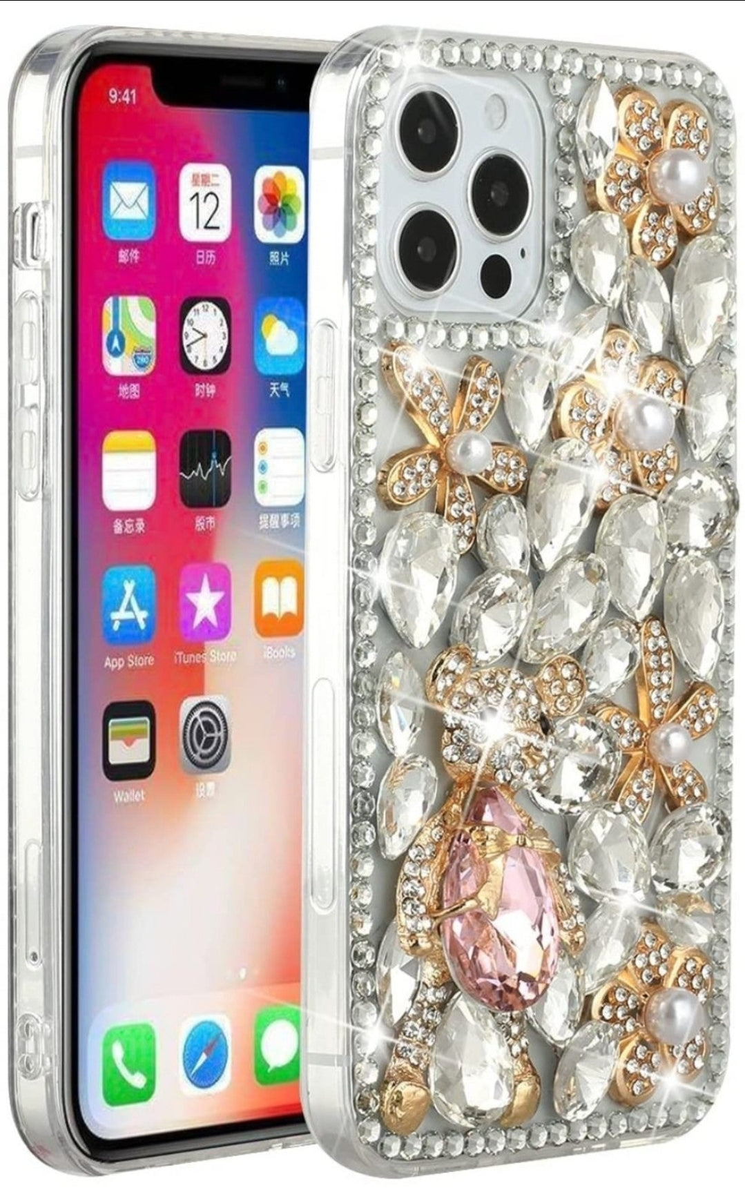 iPhone 13 Pro Max Silver Panda Floral