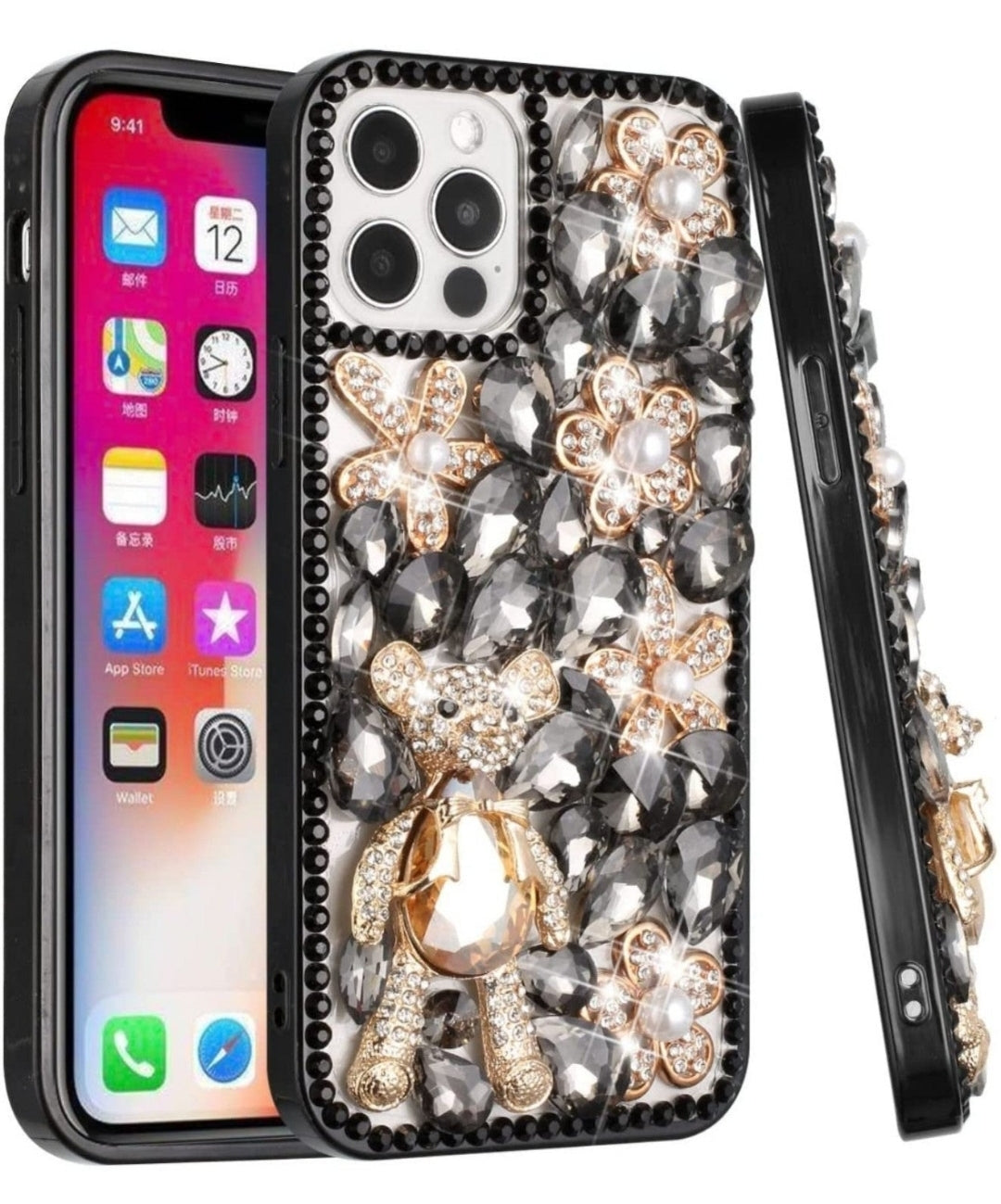 iPhone 13 Pro Max Black Panda Floral