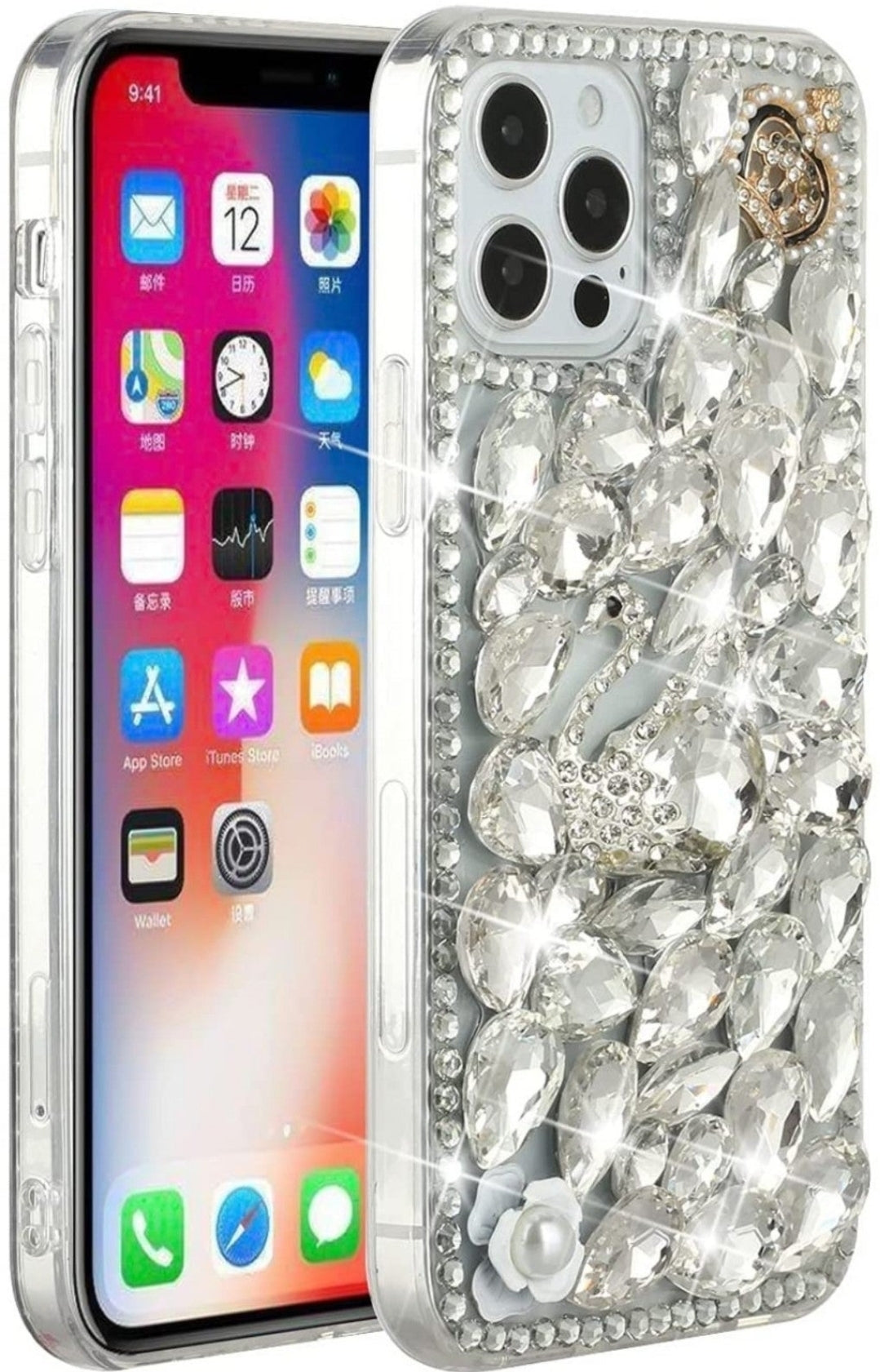 iPhone 13 Pro Silver Swan Crown Pearl