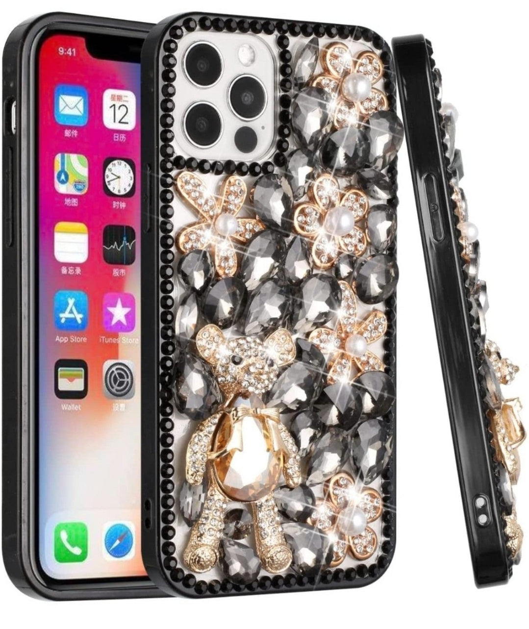 iPhone 13 Pro Black Panda Floral