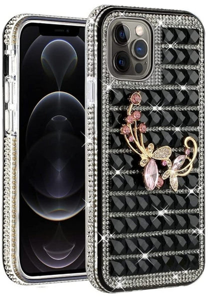 iPhone 13 Pro Max Butterfly Floral On Black