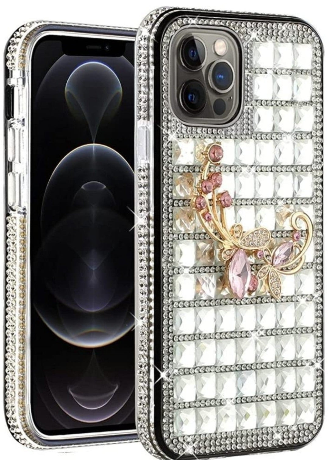 iPhone 13 Pro Butterfly Floral On Silver