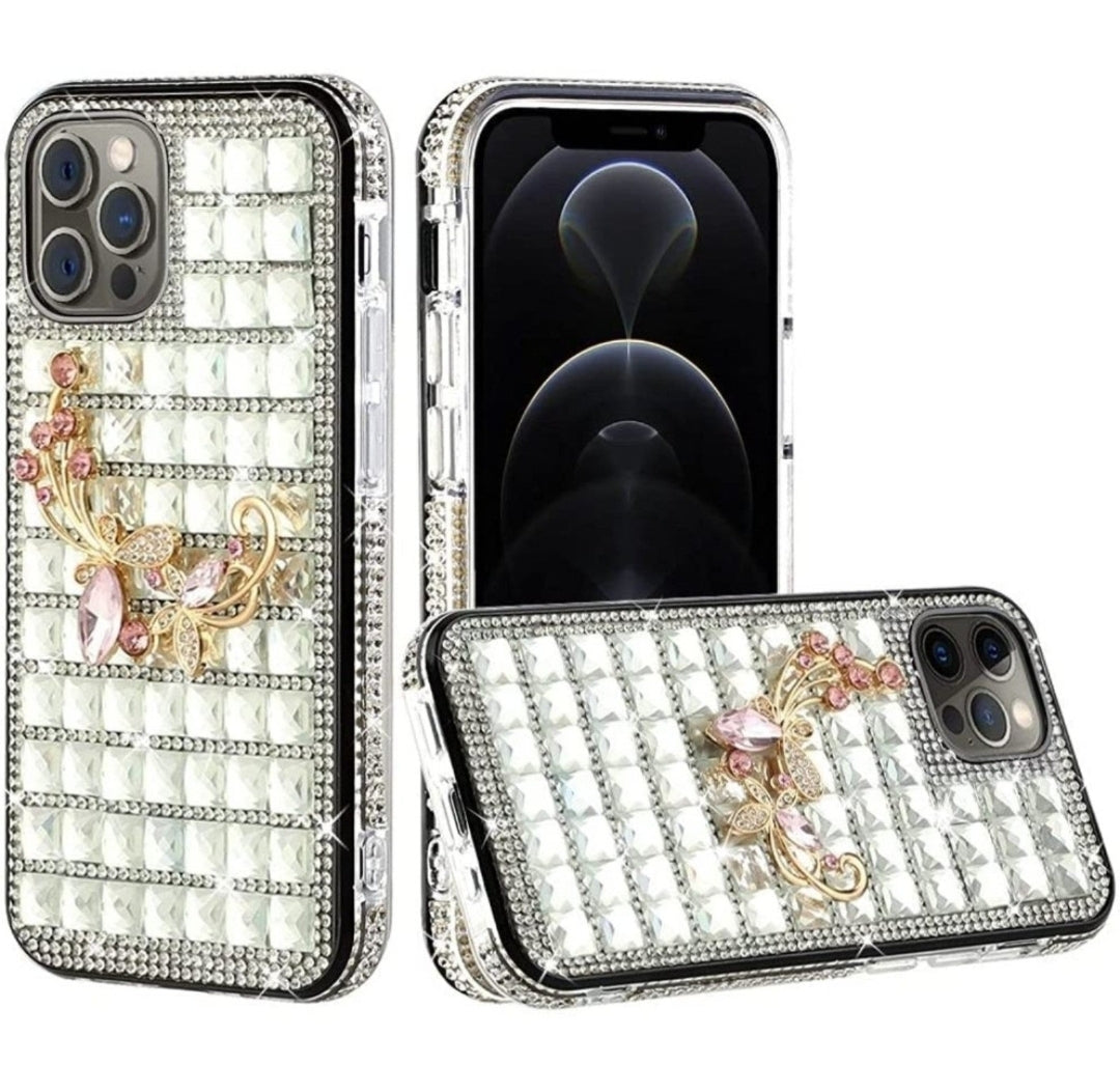 iPhone 13 Pro Butterfly Floral On Silver