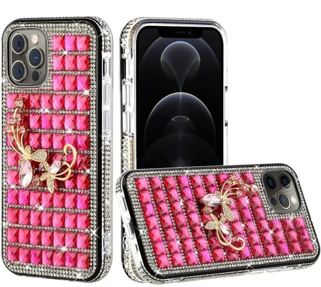 iPhone 13 Pro Butterfly Floral On Pink