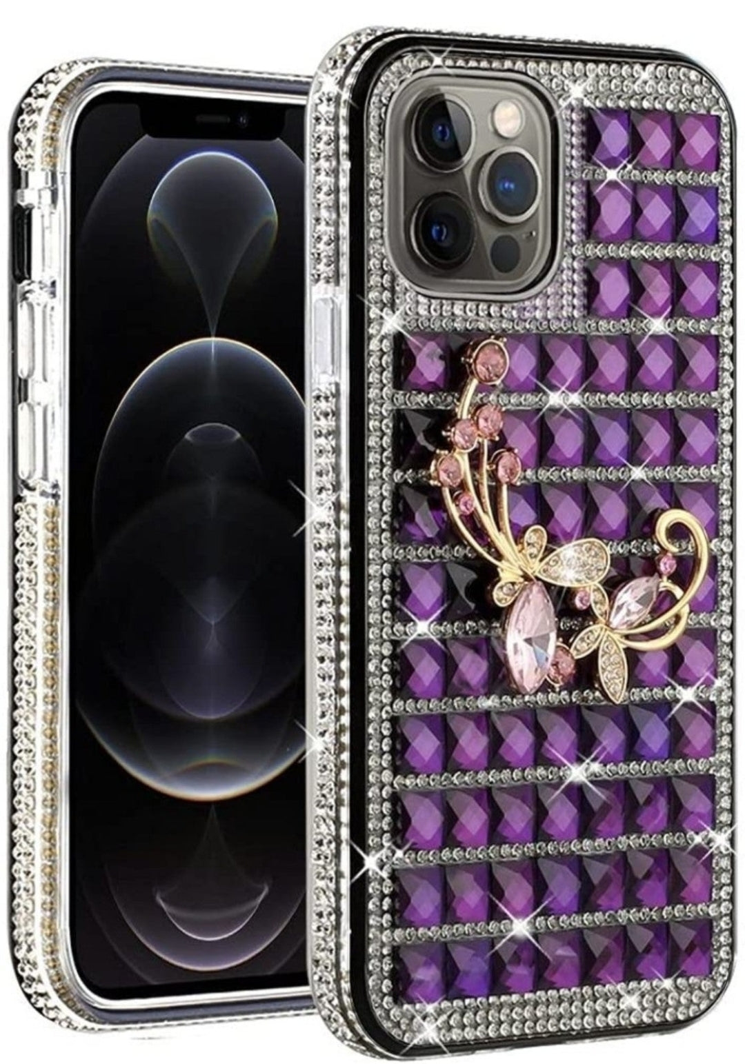 iPhone 13 Pro Butterfly Floral On Purple