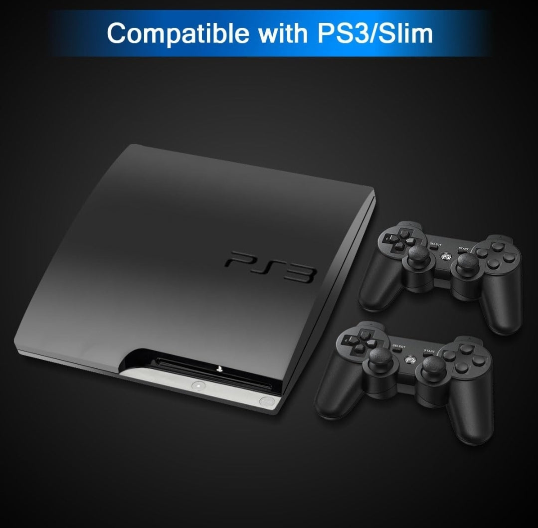 PS3 Controller Wireless 2 Pack, with 2 Charging Cables, Compatible with Playstation 3