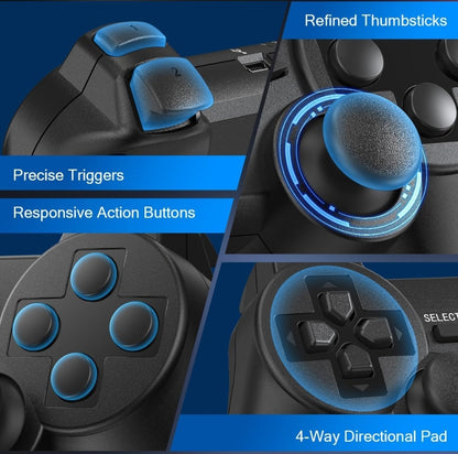 PS3 Controller Wireless 2 Pack, with 2 Charging Cables, Compatible with Playstation 3