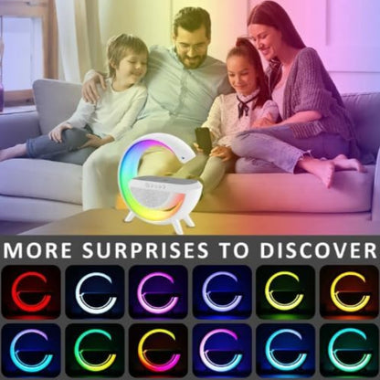 Bluetooth G Speaker with Wireless Charging, Smart Night Light, Alarm Clock, RGB