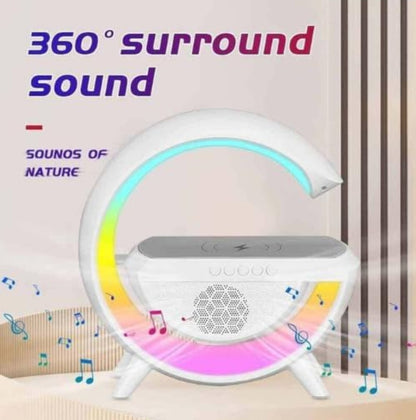 Bluetooth G Speaker with Wireless Charging, Smart Night Light, Alarm Clock, RGB