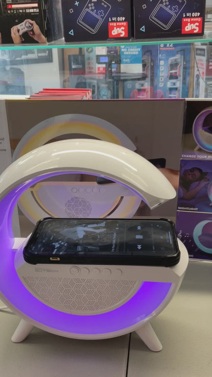 Bluetooth G Speaker with Wireless Charging, Smart Night Light, Alarm Clock, RGB